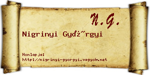 Nigrinyi Györgyi névjegykártya